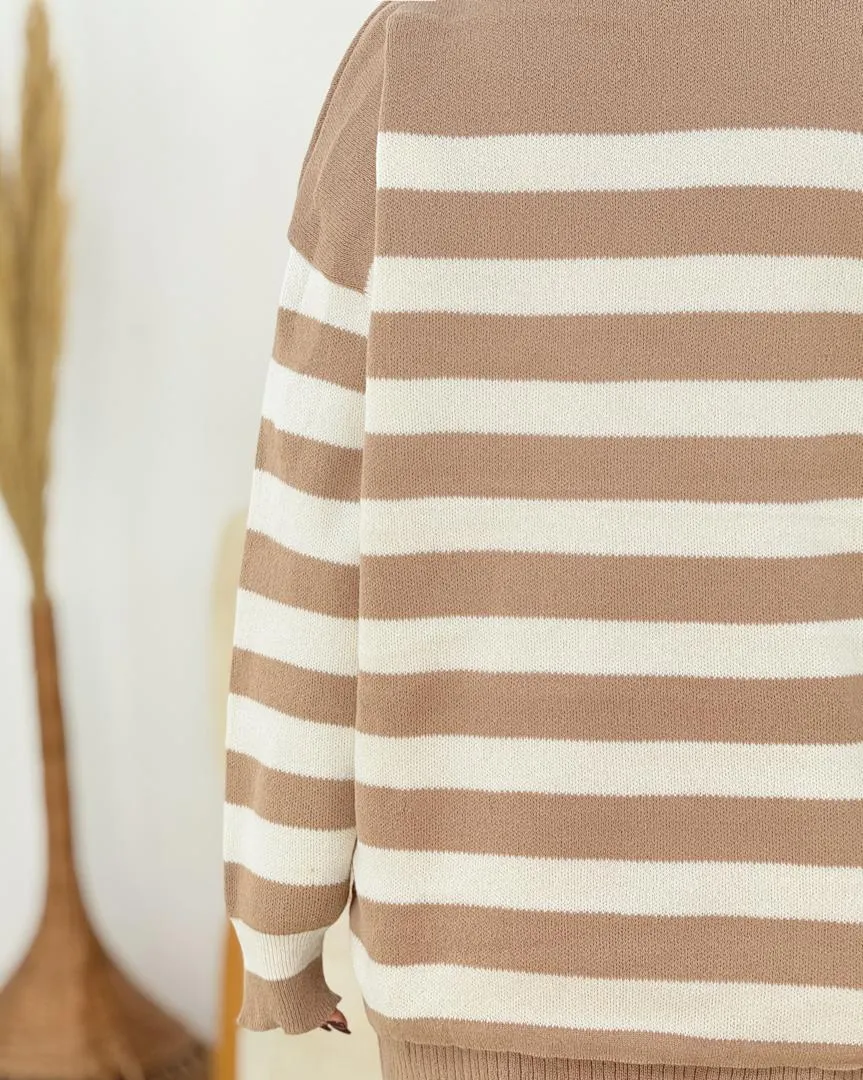 ست بلوز راه راه و دامن چاکدار کد h662_1 ست بلوز راه راه و دامن چاکدار کد h662