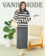 ست بلوز راه راه و دامن چاکدار کد h662_3