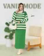 ست بلوز راه راه و دامن چاکدار کد h662_5