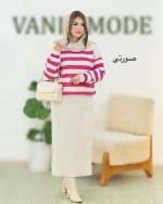 ست بلوز راه راه و دامن چاکدار کد h662_6