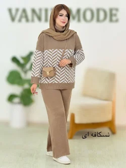 ست بلوز شلوار بافت طرح هاشور کد h442
