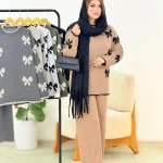 ست بلوز شلوار بافت طرح پاپیون کد h623