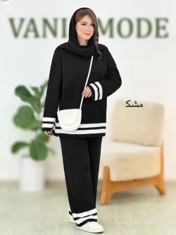 ست بلوز شلوار بافت پایین راه راه کد h521