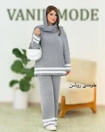 ست بلوز شلوار بافت پایین راه راه کد h521 (2)