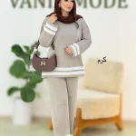 ست بلوز شلوار بافت پایین راه راه کد h521