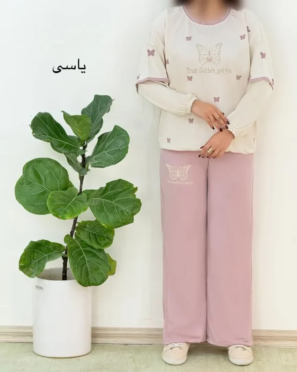 ست بلوز شلوار طرح پروانه کد H552