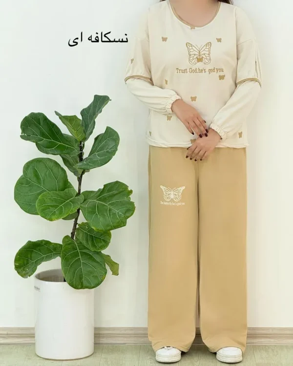 ست بلوز شلوار طرح پروانه کد H552