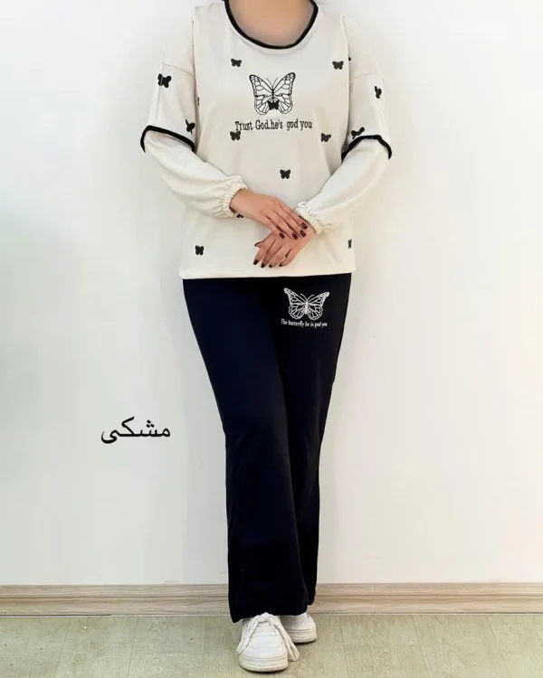 ست بلوز شلوار طرح پروانه کد H552