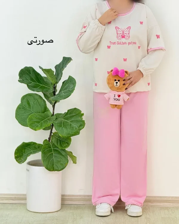 ست بلوز شلوار طرح پروانه کد H552