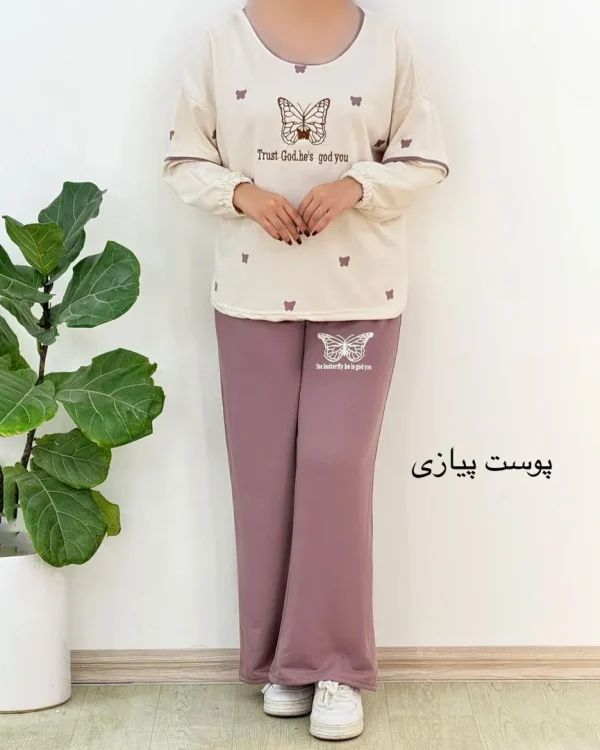 ست بلوز شلوار طرح پروانه کد H552