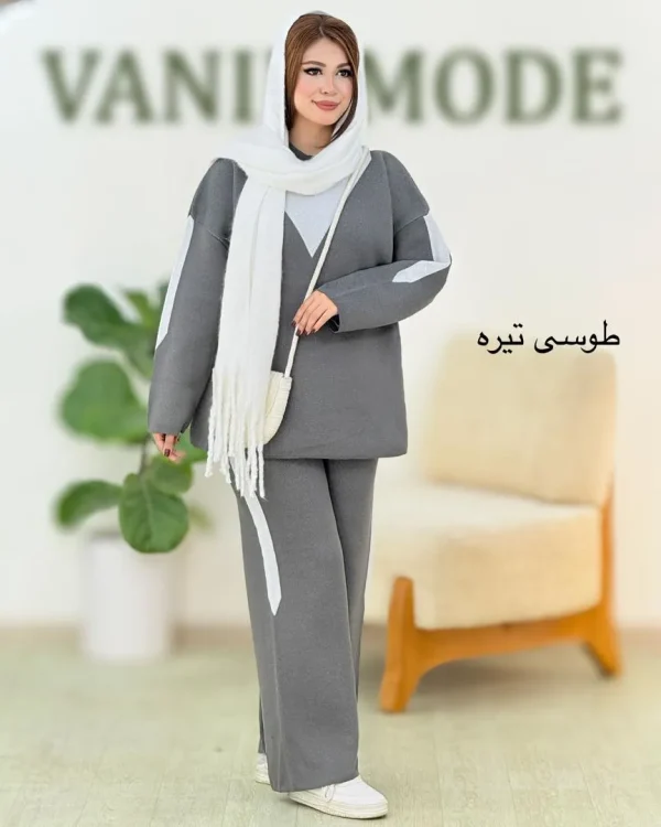 ست بلوز شلوار یقه گرد مثلثی کد h460
