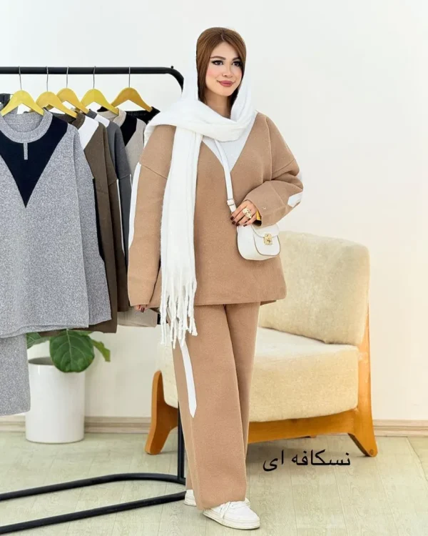 ست بلوز شلوار یقه گرد مثلثی کد h460