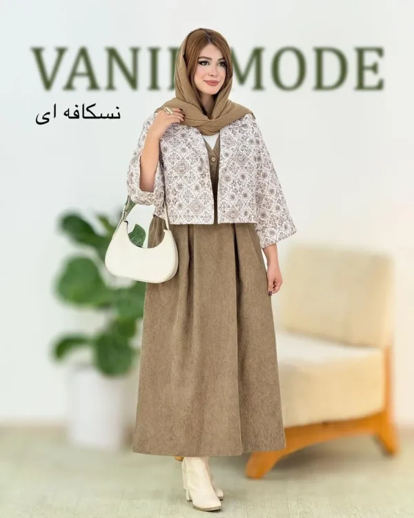 ست کت و سارافون یقه دار کد h489