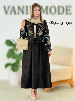 ست کت گلدوزی و دامن پیلی دار کد h676