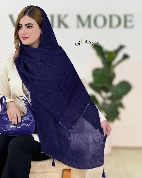 شال پلیسه منگوله دار دورلمه کد g500