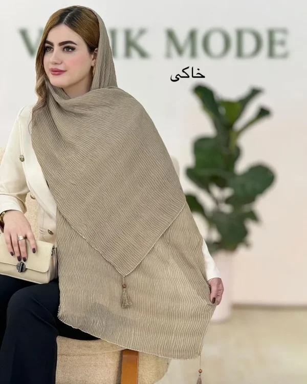 شال پلیسه منگوله دار دورلمه کد g500