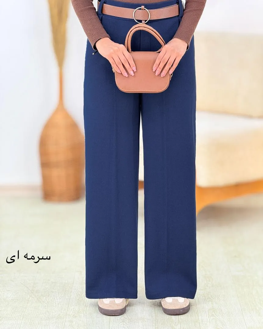 شلوار فوتر بگ پیلی دار کد h634_9 شلوار فوتر بگ پیلی دار کد h634