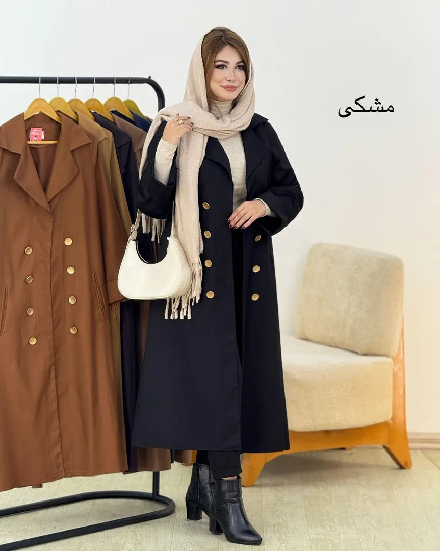 مانتو بلند آستین پاکتی دکمه نما کد h586