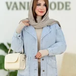 مانتو جین آستین مچ دار جلو جیب کد h636