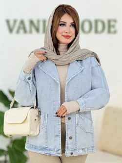 مانتو جین آستین مچ دار جلو جیب کد h636