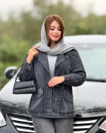 مانتو جین آستین مچ دار جلو جیب کد h636_2