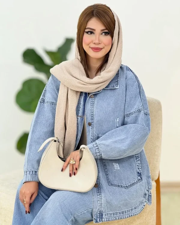 مانتو جین سرشانه افتاده کد H538