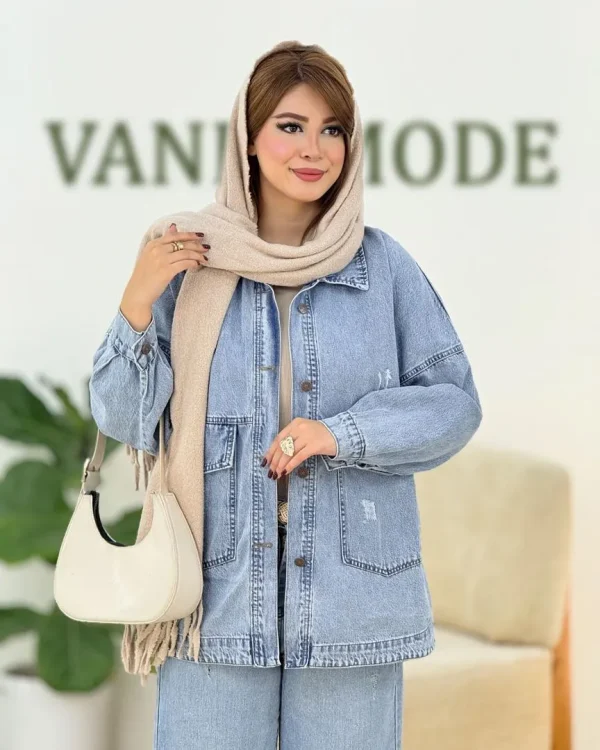 مانتو جین سرشانه افتاده کد H538
