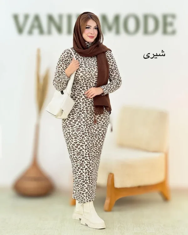 ماکسی پلنگی یقه اسکی کد h531