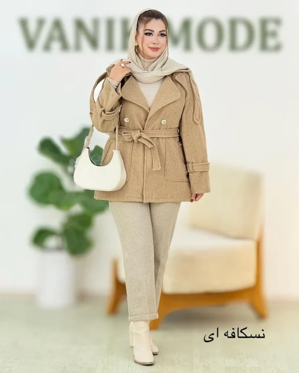 پالتو فوتر یقه انگلیسی 6 دکمه h616