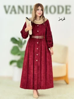 پیراهن آستین پیله دار مخمل کد h664