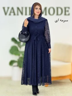 پیراهن دانتل آستین مچ دار زنانه کد h612