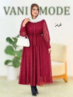 پیراهن دانتل آستین مچ دار زنانه کد h612