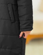 کاپشن بلند کلاهدار جلو جیب کد h608 (2)