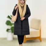 کاپشن بلند کلاهدار جلو جیب کد h608