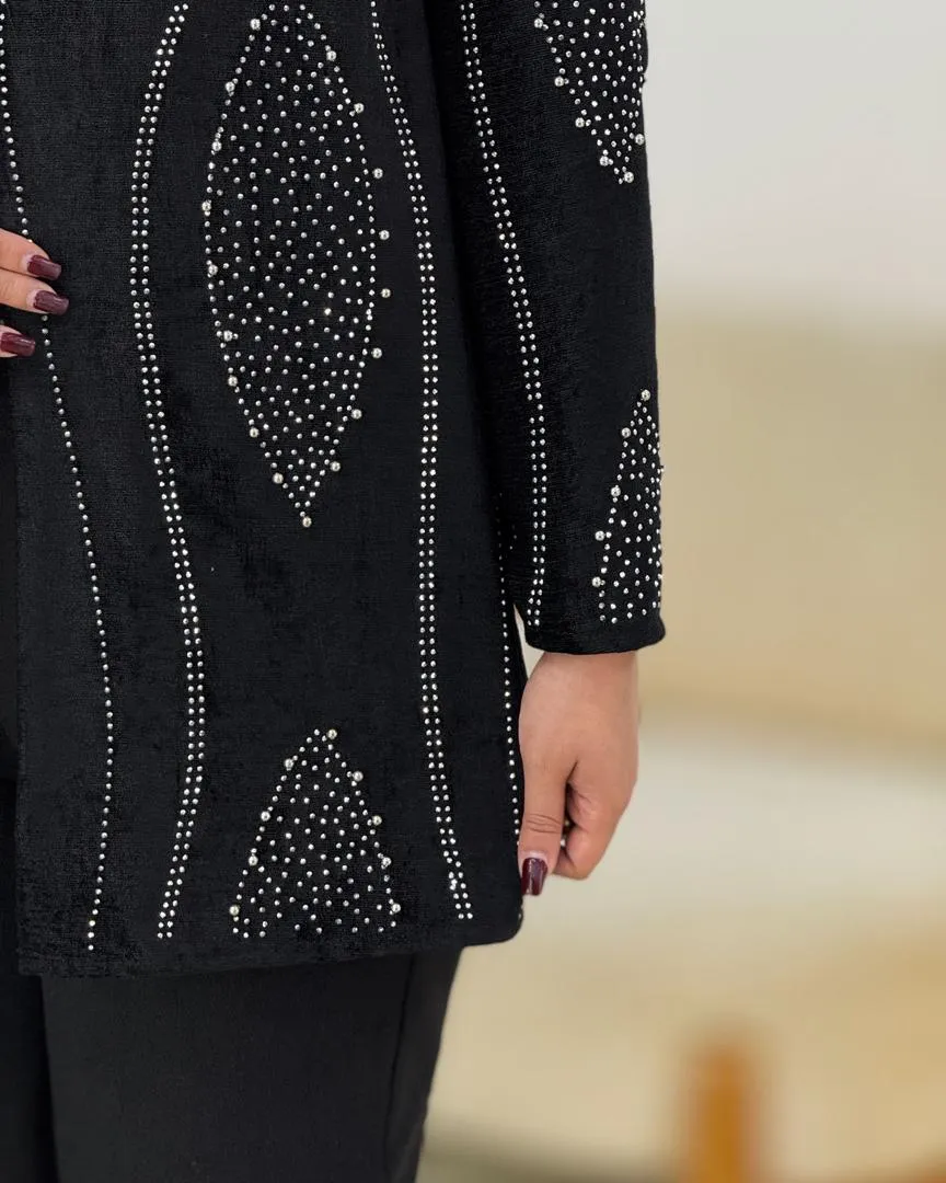 کت مخمل نگین دوزی کد h682_2 کت مخمل نگین دوزی کد h682