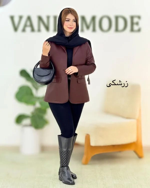 کت چرم آستردار جلو جیب کد H589