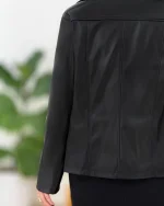 کت چرم زنانه جلو زیپ دار کد H614 (2)