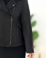 کت چرم زنانه جلو زیپ دار کد H614 (3)