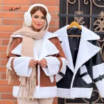 کت چرم کرکره ای آستین تدی کد H576