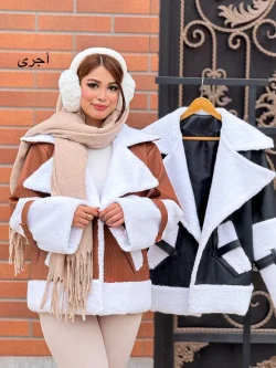 کت چرم کرکره ای آستین تدی کد H576
