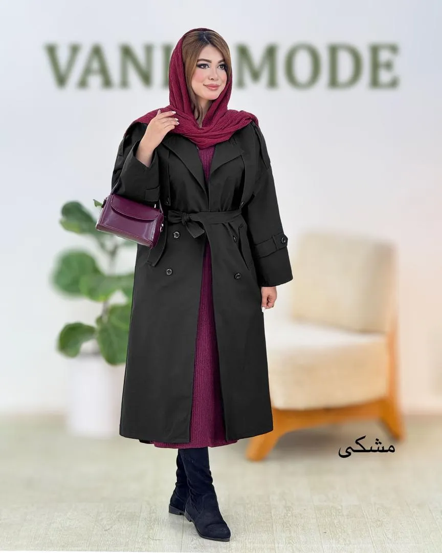 بارانی بلند آستردار کد h788_2 بارانی بلند آستردار کد h788