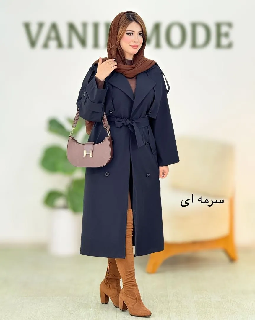 بارانی بلند آستردار کد h788_5 بارانی بلند آستردار کد h788