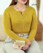 بلوز بافت یقه بنددار کد h758_1