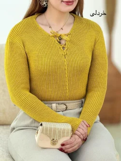 بلوز بافت یقه بنددار کد h758