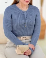 بلوز بافت یقه بنددار کد h758_2