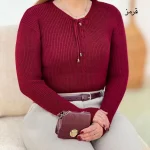 بلوز بافت یقه بنددار کد h758