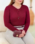 بلوز بافت یقه بنددار کد h758_3