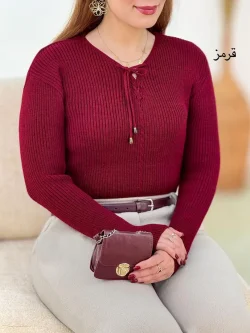 بلوز بافت یقه بنددار کد h758