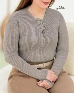 بلوز بافت یقه بنددار کد h758_4