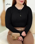 بلوز بافت یقه بنددار کد h758_5